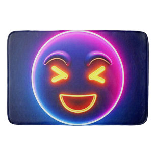 Neon Laughing Emoji Joy Badrumsmatta