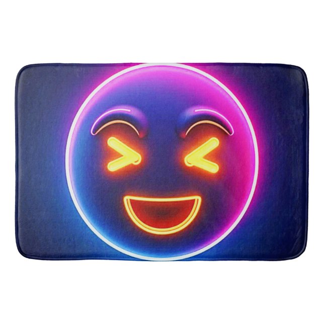 Neon Laughing Emoji Joy Badrumsmatta (Framsidan)