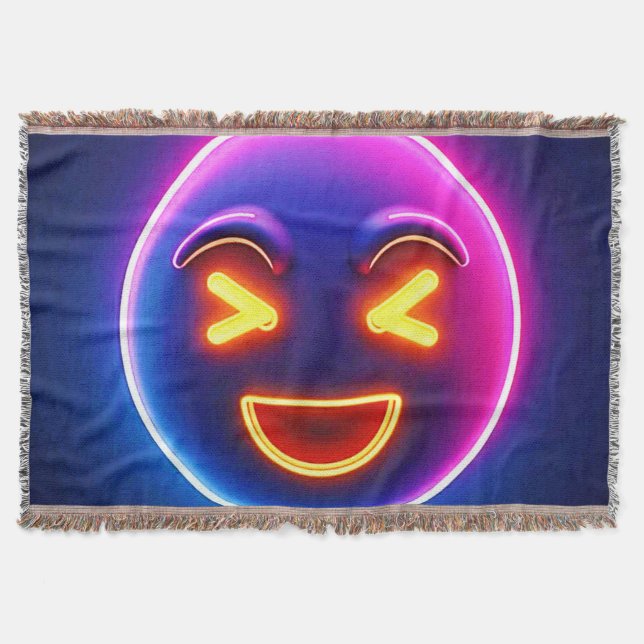 Neon Laughing Emoji Joy Filt (Framsidan)