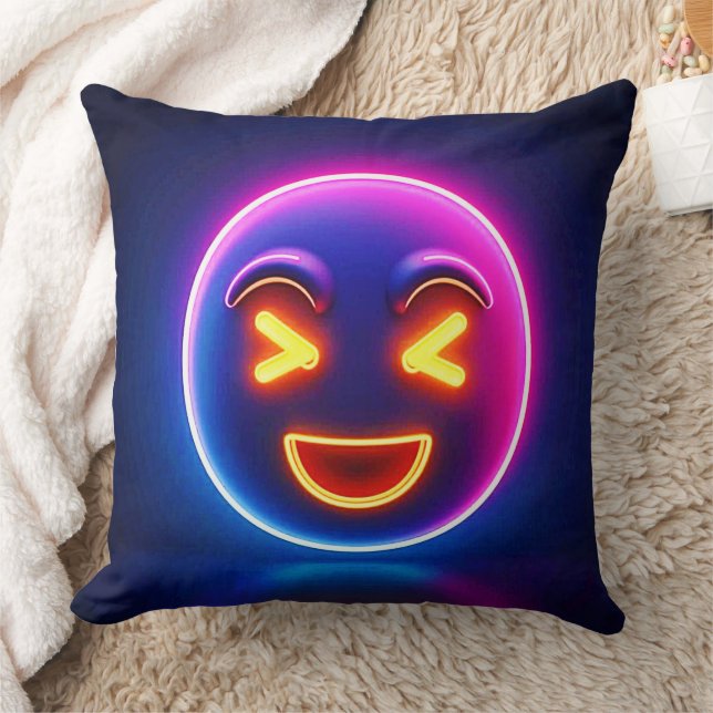 Neon Laughing Emoji Joy Kudde (Filt)