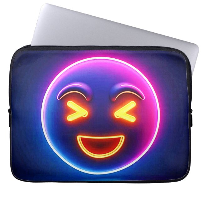 Neon Laughing Emoji Joy Laptop Fodral (Framsidan)