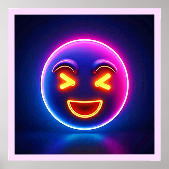 Neon Laughing Emoji Joy Poster (Framsidan)