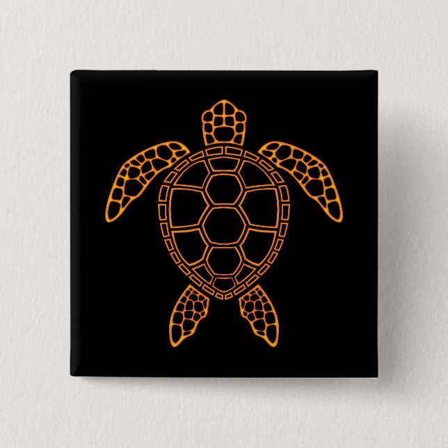 Neon Lava Havssköldpaddsdesign Knapp (Framsida)