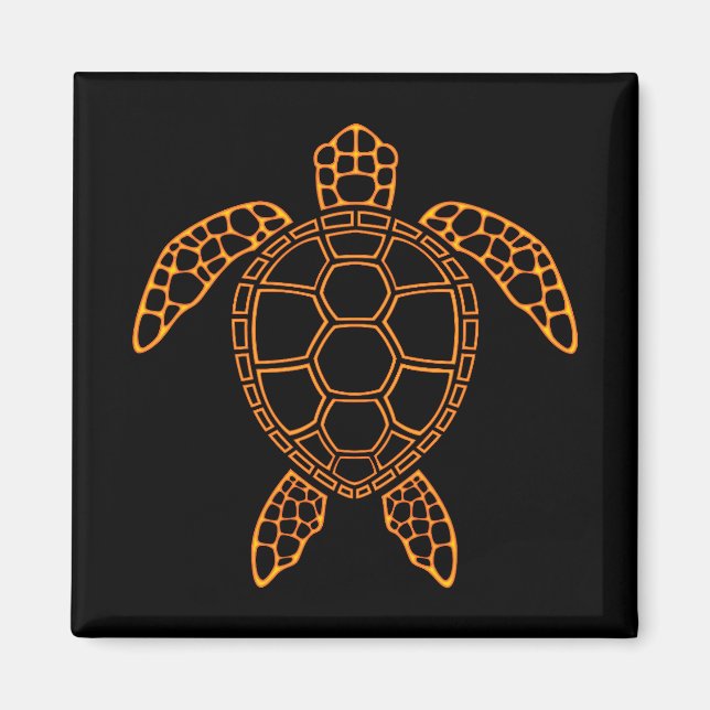 Neon Lava Sea Turtle Design Magnet (Framsidan)