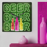 Neon LED-Grönt för ölsignatur Fyrkantig Klocka<br><div class="desc">Kvadratisk väggklocka utskriven med nyans pub-tecken. Utformningen har färgad ölöl flaskor och är märkt med ord-benet i LED-remsbelysning. Det har en färg-palett med grönt,  rött,  rosa och gult. Bläddra i vår butik för att hitta alternativa färgrutor.</div>
