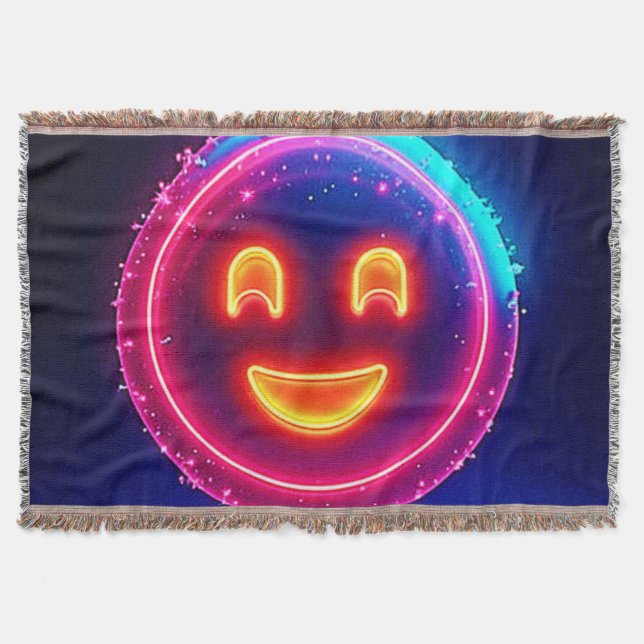Neon Leende: Ljus Strålande Design Filt (Framsidan)
