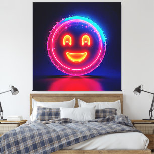 Neon Leende: Ljusdesign med Glad Glöd Canvastryck