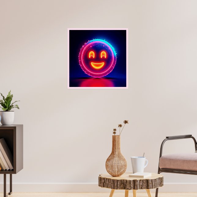 Neon Leende: Ljusdesign med strålande glans Poster (Vardagsrum 3)