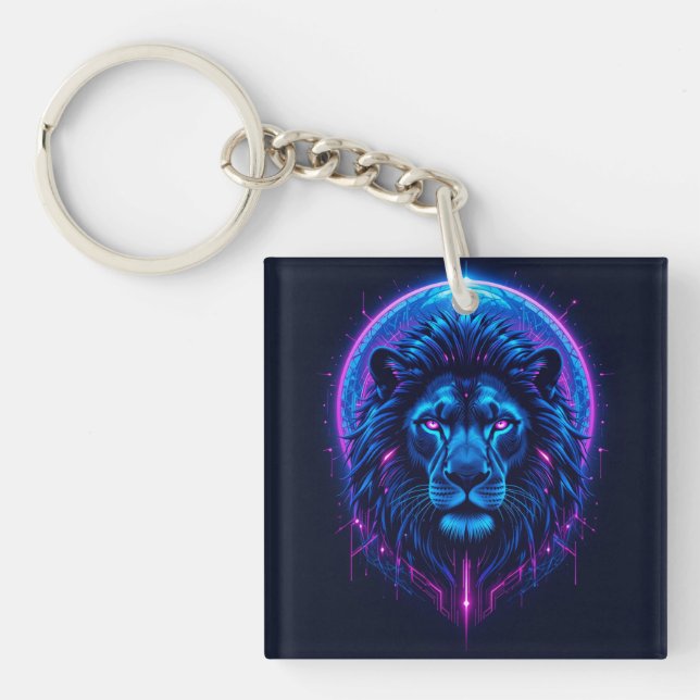 Neon Lejon Illustration med Geometriska Former (Framsidan)