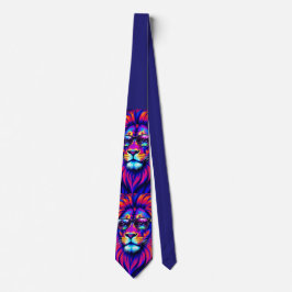 Neon Lejon Party Animal – Färgrik Retro Grafik Slips
