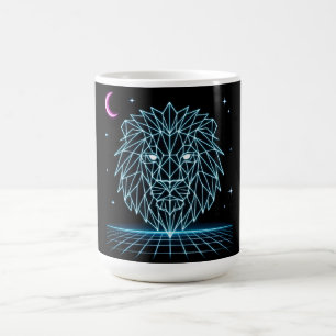 Neon Lejon Synthwave - Retro King Predator Kaffemugg