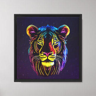 Neon Lejona Ansikte-retcherat Kanvastryck