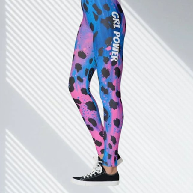 Neon Leopard Animal GRL Power Leggings (Discover the vibrant spirit of self-expression with Neon Leopard GRL Power Capri Leggings)