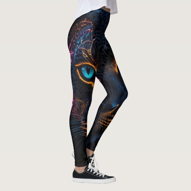 Neon Leopard Black Leggings (Höger)