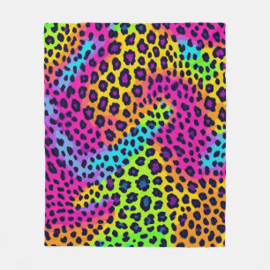 Neon Leopard Print Fleecefilt