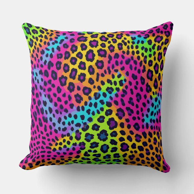 Neon Leopard Print Kudde (Framsida)