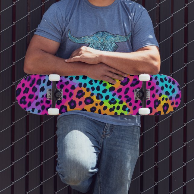 Neon Leopard Print Mini Skateboard Bräda 18,5 Cm (Utomhus 3)