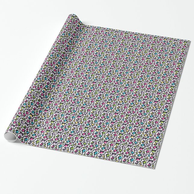 Neon Leopard Print Presentpapper (Utrullad)
