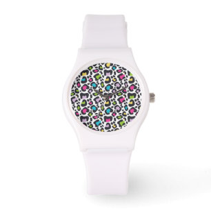 Neon Leopard Print Silicone Watch Armbandsur