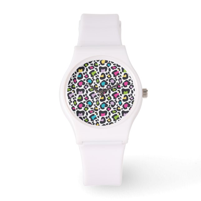 Neon Leopard Print Silicone Watch Armbandsur (Framsida)