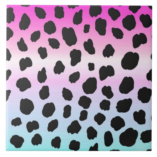 Neon leopard rainbow soft färg Ceramic Tile Kakelplatta (Framsidan)