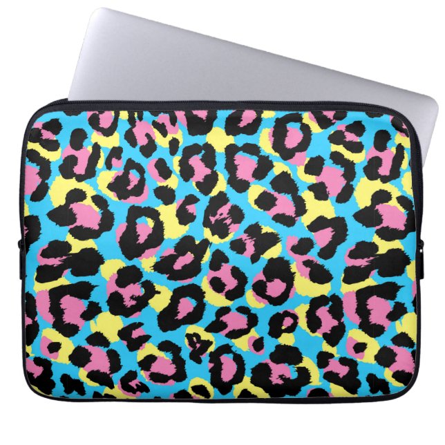 Neon Leopard Spots Mönster Laptop Fodral (Framsidan)