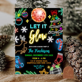 Neon Let It Glow Jul Holiday Party Inbjudningar