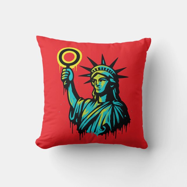 Neon Liberty — Graffiti Style Frihetsgudinnan Ar Kudde (Framsida)