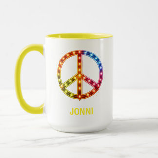 Neon Lighst Peace Sign Unisex Mugg