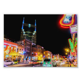 Neon Light Broadway in Nashville Tennessee - Skriv Fototryck