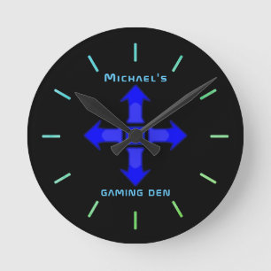 Neon Light GAMING DEN Personlig Gamers Gift Rund Klocka