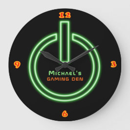 Neon Light GAMING DEN Personlig Power Sign Stor Klocka