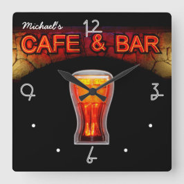 Neon Light Mancave Home Personlig Pub Clock Fyrkantig Klocka