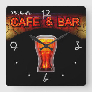 Neon Light Mancave Home Personlig Pub Clock Fyrkantig Klocka