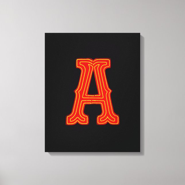 Neon Light Monogram brev ’A’ Canvastryck (Framsida)