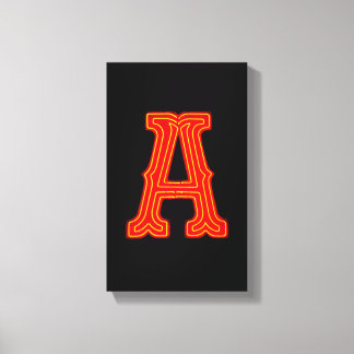 Neon Light Monogram brev ’A’ Canvastryck