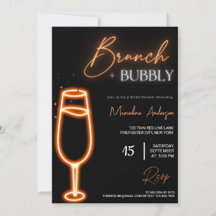 Neon Light Petals & Prosecco Brunch och Bubly Inbjudningar