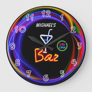 Neon Light Private Home Personlig Pub Clock Stor Klocka