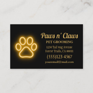 Neon Light Tass Pet Grooming Visitkort