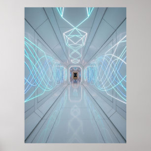 Neon Light Tech-korridoren Poster