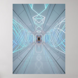 Neon Light Tech-korridoren Poster