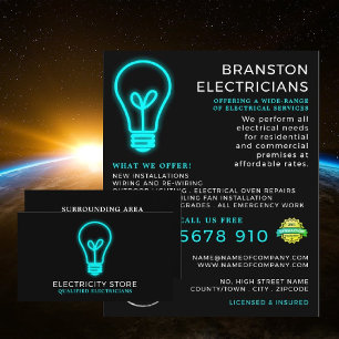 Neon Lightbulb, elektrisk Visitkort
