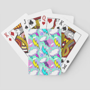 Neon Lightning Bults & Stars Mönster Casinokort
