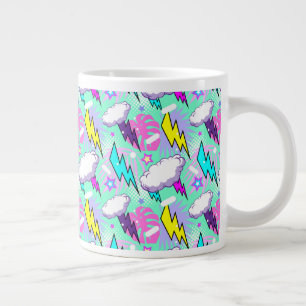 Neon Lightning Bults & Stars Mönster Jumbo Mugg