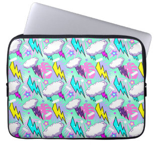 Neon Lightning Bults & Stars Mönster Laptop Fodral
