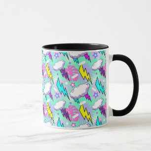 Neon Lightning Bults & Stars Mönster Mugg