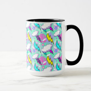 Neon Lightning Bults & Stars Mönster Mugg