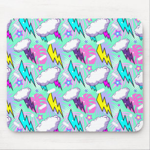 Neon Lightning Bults & Stars Mönster Musmatta
