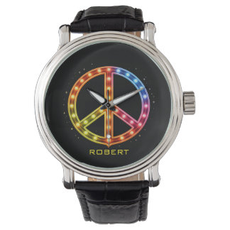 Neon Lights Peace Sign Unisex Armbandsur