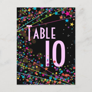 Neon Lights Sweet 16 Club Party Table Number Card Vykort